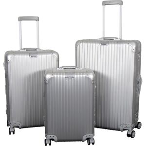 Borg Living Aluminiumresväskor - 3 st. set - Lyxiga resväskor - Silverfärgad med TSA-lås Borg Living Aluminiumresväskor - 3 st. set - Lyxiga resväskor - Silverfärgad med TSA-lås