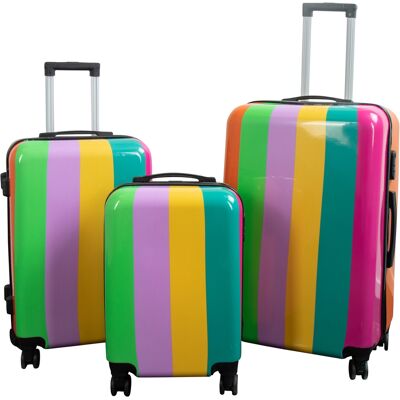 Borg Living Resväskset - 3 st. - Resväska med motiv - Regnbågsränder - Hardcase lättvikt resväska med 4 hjul Borg Living Resväskset - 3 st. - Resväska med motiv - Regnbågsränder - Hardcase lättvikt resväska med 4 hjul