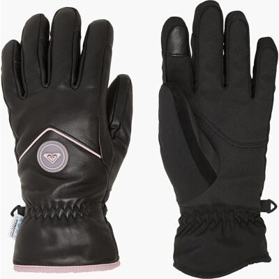 Roxy Icyday Leather Gloves TRUE BLACK L Roxy Icyday Leather Gloves TRUE BLACK L
