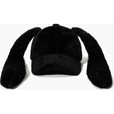 Bs Rabbit Bunny Ear Faux Fur Cap BLACK One Size Bs Rabbit Bunny Ear Faux Fur Cap BLACK One Size