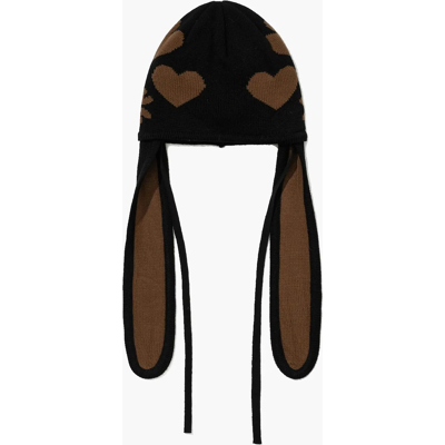 Bs Rabbit Knit Bunny Earflap Beanie BLACK One Size Bs Rabbit Knit Bunny Earflap Beanie BLACK One Size