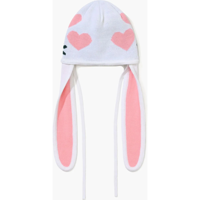 Bs Rabbit Knit Bunny Earflap Beanie WHITE One Size Bs Rabbit Knit Bunny Earflap Beanie WHITE One Size