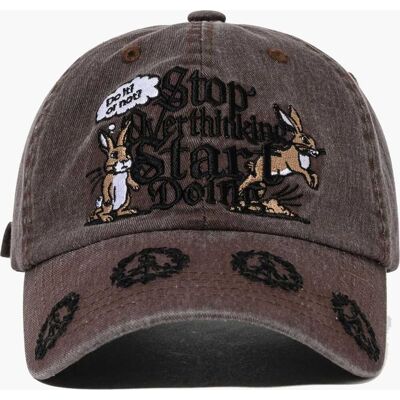 Bs Rabbit Overthinking Cotton Cap DARK BROWN One Size Bs Rabbit Overthinking Cotton Cap DARK BROWN One Size