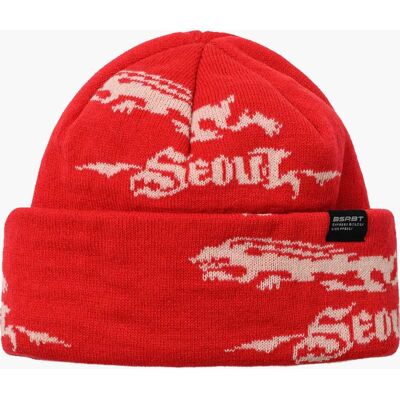 Bs Rabbit Rabbit Pattern Beanie RED One Size Bs Rabbit Rabbit Pattern Beanie RED One Size