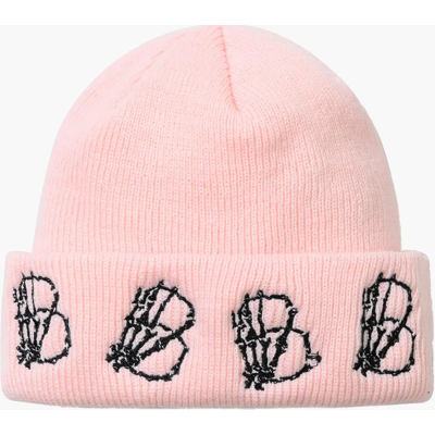 Bs Rabbit Skeletal Hand B Embr Beanie INDY PINK One Size Bs Rabbit Skeletal Hand B Embr Beanie INDY PINK One Size