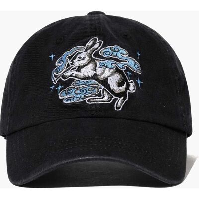 Bs Rabbit Smoking Rabbit Printed Cap BLACK One Size Bs Rabbit Smoking Rabbit Printed Cap BLACK One Size