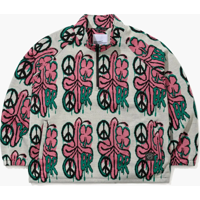 Bs Rabbit Br Jacquard Anorak Jacket PEACE WHITE M Bs Rabbit Br Jacquard Anorak Jacket PEACE WHITE M