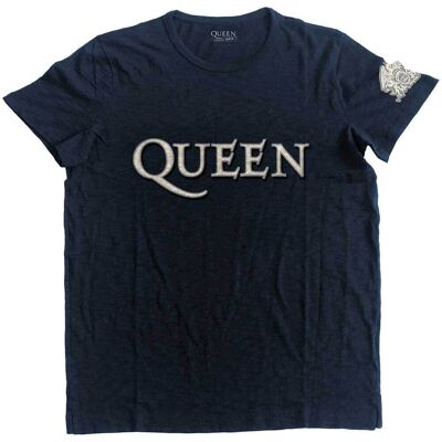 Queen: Unisex T-Shirt/Logo & Crest (Navy Blue) (Applique) (XX-Large) Queen: Unisex T-Shirt/Logo & Crest (Navy Blue) (Applique) (XX-Large)