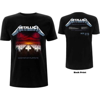 Metallica: Unisex T-Shirt/Master of Puppets Tracks (Black) (Back Print) (X-Large) Metallica: Unisex T-Shirt/Master of Puppets Tracks (Black) (Back Print) (X-Large)