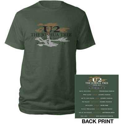 U2: Unisex T-Shirt/Joshua Tree Logo 2017 (Green) (Back Print & Ex-Tour) (Small) U2: Unisex T-Shirt/Joshua Tree Logo 2017 (Green) (Back Print & Ex-Tour) (Small)