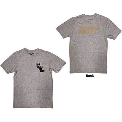 James Bond 007: Unisex T-Shirt/No Time To Die & Logo (Grey) (Back Print) (X-Large) James Bond 007: Unisex T-Shirt/No Time To Die & Logo (Grey) (Back Print) (X-Large)