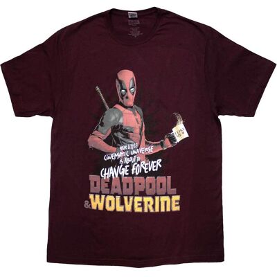 Marvel Comics: Unisex T-Shirt/Deadpool & Wolverine Change Universe (Maroon Red) (X-Large) Marvel Comics: Unisex T-Shirt/Deadpool & Wolverine Change Universe (Maroon Red) (X-Large)