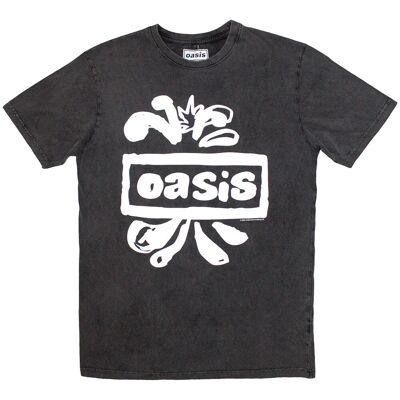 Oasis: Unisex Stone Wash T-Shirt/Logo Splat (Charcoal Grey) (Medium) Oasis: Unisex Stone Wash T-Shirt/Logo Splat (Charcoal Grey) (Medium)