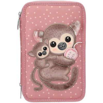 TOPModel - Triple Pencil Case JUICY - Dusky Pink with Orange Dots TOPModel - Triple Pencil Case JUICY - Dusky Pink with Orange Dots