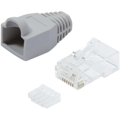 LogiLink: Modularkontakt RJ45 CAT6 Oskärmad + Böjskydd 100-pack Grå LogiLink: Modularkontakt RJ45 CAT6 Oskärmad + Böjskydd 100-pack Grå