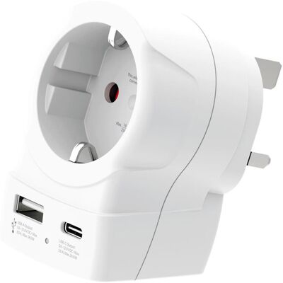 SKROSS: Reseadapter Europa till UK m.fl. USB-A/USB-C 20W PD Jordad SKROSS: Reseadapter Europa till UK m.fl. USB-A/USB-C 20W PD Jordad
