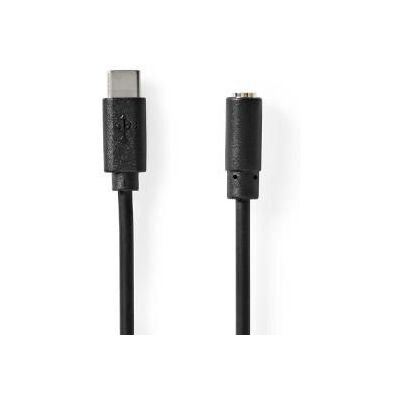 Nedis USB-C(tm) Adapter USB 2.0 USB-C(tm) Hane 3.5 mm Hona 1.00 m Rund Nickelplaterad PVC Svart Låda Nedis USB-C(tm) Adapter USB 2.0 USB-C(tm) Hane 3.5 mm Hona 1.00 m Rund Nickelplaterad PVC Svart Låda
