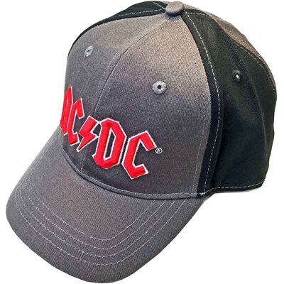 AC/DC: Unisex Baseball Cap/Red Logo (Charcoal Grey & Black) (2-Tone) AC/DC: Unisex Baseball Cap/Red Logo (Charcoal Grey & Black) (2-Tone)