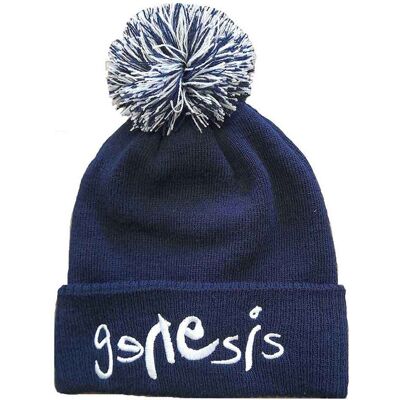 Genesis: Unisex Bobble Beanie Hat/Logo (Navy Blue) Genesis: Unisex Bobble Beanie Hat/Logo (Navy Blue)