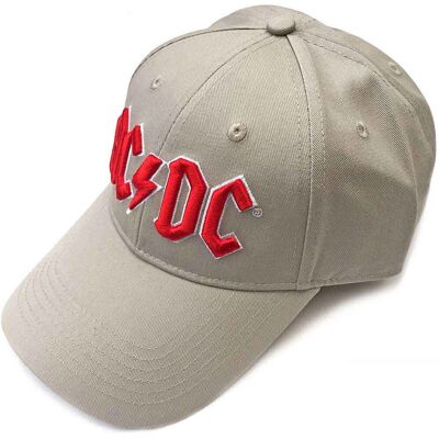 AC/DC: Unisex Baseball Cap/Red Logo (Sand) AC/DC: Unisex Baseball Cap/Red Logo (Sand)