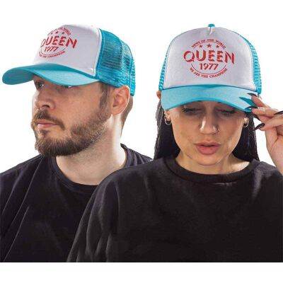Queen: Unisex Mesh Back Cap/Champions 77 (Blue & White) Queen: Unisex Mesh Back Cap/Champions 77 (Blue & White)