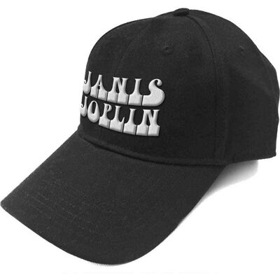 Janis Joplin: Unisex Baseball Cap/White Logo (Black) Janis Joplin: Unisex Baseball Cap/White Logo (Black)