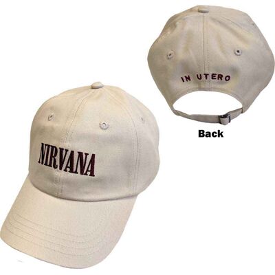 Nirvana: Unisex Baseball Cap/Text Logo in Utero (Sand) Nirvana: Unisex Baseball Cap/Text Logo in Utero (Sand)