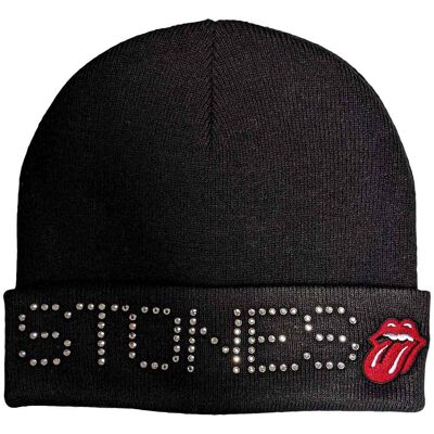 The Rolling Stones: Unisex Beanie Hat/Stones Embellished (Black) The Rolling Stones: Unisex Beanie Hat/Stones Embellished (Black)