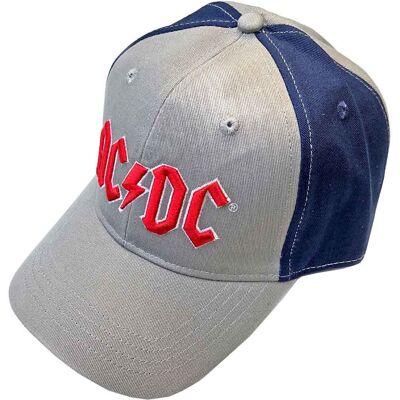 AC/DC: Unisex Baseball Cap/Red Logo (Grey & Navy Blue) (2-Tone) AC/DC: Unisex Baseball Cap/Red Logo (Grey & Navy Blue) (2-Tone)