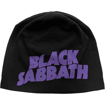 Black Sabbath: Unisex Beanie Hat/Purple Logo JD Print (Black) Black Sabbath: Unisex Beanie Hat/Purple Logo JD Print (Black)