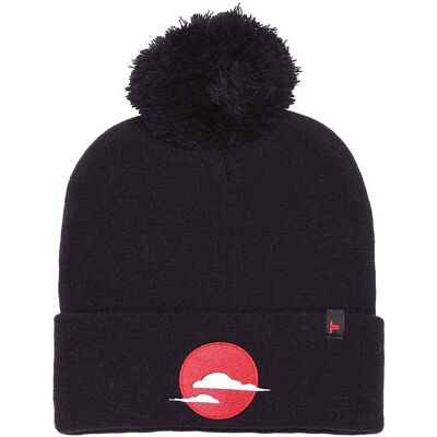 Tokyo Time: Unisex Bobble Beanie Hat/Japan (Black) Tokyo Time: Unisex Bobble Beanie Hat/Japan (Black)
