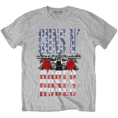 Guns N Roses: Guns N' Roses Unisex T-Shirt/US Flag in Logo (Heather Grey) (Small) Guns N Roses: Guns N' Roses Unisex T-Shirt/US Flag in Logo (Heather Grey) (Small)
