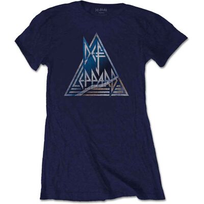 Def Leppard: Ladies T-Shirt/Triangle Logo (Navy Blue) (Large) Def Leppard: Ladies T-Shirt/Triangle Logo (Navy Blue) (Large)