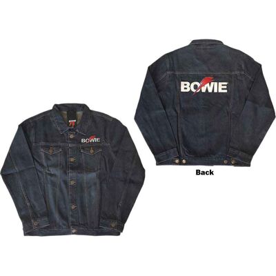David Bowie: Unisex Denim Jacket/Flash Logo (Back Print) (Medium) David Bowie: Unisex Denim Jacket/Flash Logo (Back Print) (Medium)