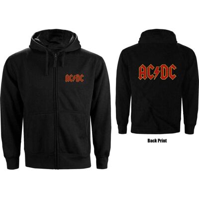 AC/DC: Unisex Zipped Hoodie/Logo (Back Print) (Small) AC/DC: Unisex Zipped Hoodie/Logo (Back Print) (Small)