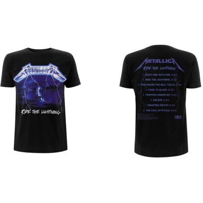 Metallica: Unisex T-Shirt/Ride The Lightning Tracks (Black) (Back Print) (Large) Metallica: Unisex T-Shirt/Ride The Lightning Tracks (Black) (Back Print) (Large)