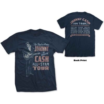 Johnny Cash: Unisex T-Shirt/All Star Tour (Navy Blue) (Back Print) (Medium) Johnny Cash: Unisex T-Shirt/All Star Tour (Navy Blue) (Back Print) (Medium)
