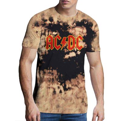 AC/DC: Unisex T-Shirt/Logo (Dip Dye Tan And Black) (Wash Collection) (Medium) AC/DC: Unisex T-Shirt/Logo (Dip Dye Tan And Black) (Wash Collection) (Medium)