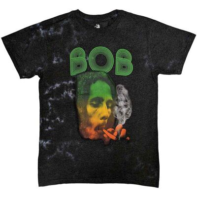 Bob Marley: Unisex T-Shirt/Smoke Gradient (Dip-Dye On Grey) (Wash Collection) (Medium) Bob Marley: Unisex T-Shirt/Smoke Gradient (Dip-Dye On Grey) (Wash Collection) (Medium)