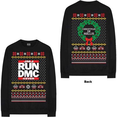 Unisex Svart Jultröja från Run DMC - Bandlogotyp Unisex Svart Jultröja från Run DMC - Bandlogotyp