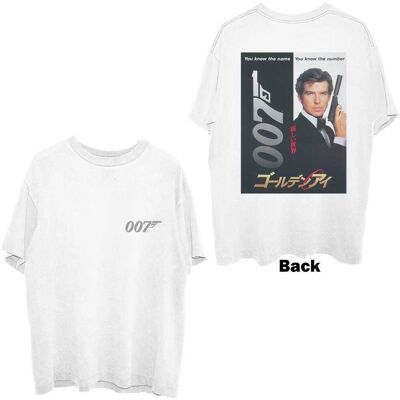 James Bond 007: Unisex T-Shirt/Goldeneye Japanese Poster (White) (Back Print) (Large) James Bond 007: Unisex T-Shirt/Goldeneye Japanese Poster (White) (Back Print) (Large)