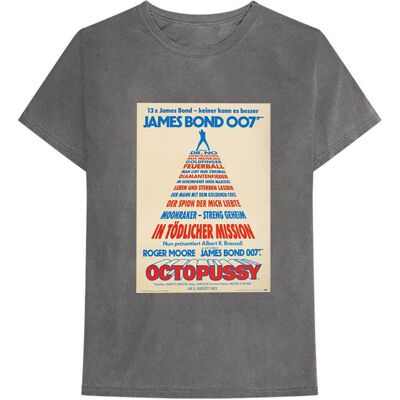 James Bond 007: Unisex T-Shirt/Octopussy German Poster (Charcoal Grey) (Medium) James Bond 007: Unisex T-Shirt/Octopussy German Poster (Charcoal Grey) (Medium)