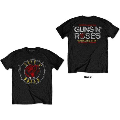 Guns N Roses: Guns N' Roses Unisex T-Shirt/Rose Circle Paradise City (Black) (Back Print) (Medium) Guns N Roses: Guns N' Roses Unisex T-Shirt/Rose Circle Paradise City (Black) (Back Print) (Medium)