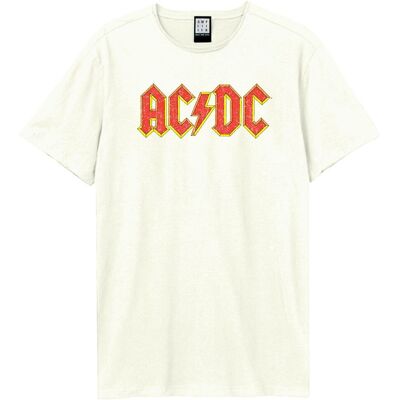 AC/DC: Logo Amplified Vintage White Small t Shirt AC/DC: Logo Amplified Vintage White Small t Shirt