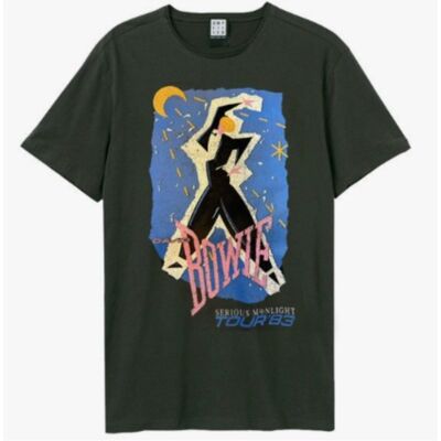 David Bowie: - Serious Moonlight Amplified Medium Vintage Charcoal t Shirt David Bowie: - Serious Moonlight Amplified Medium Vintage Charcoal t Shirt
