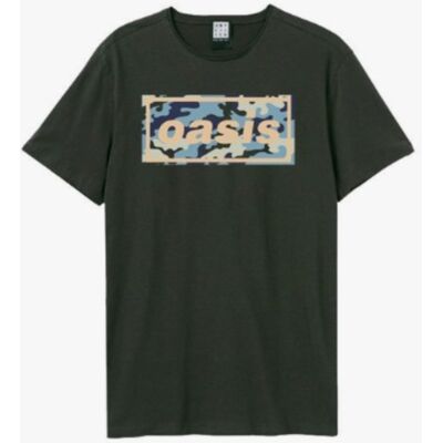 Oasis: Camo Logo Amplified Vintage Charcoal Small t Shirt Oasis: Camo Logo Amplified Vintage Charcoal Small t Shirt
