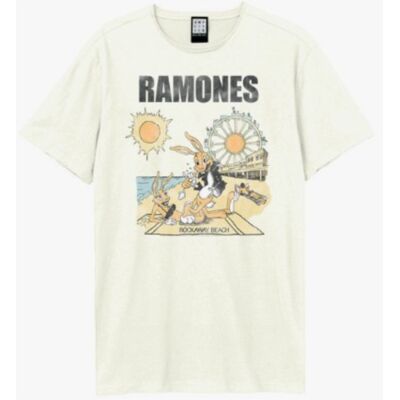 Ramones: Rockaway Beach Amplified Vintage White Medium t Shirt Ramones: Rockaway Beach Amplified Vintage White Medium t Shirt