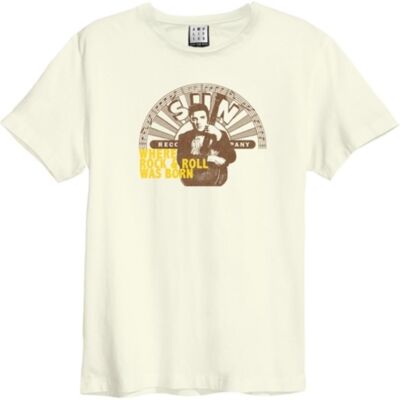 Sun Records: & Elvis - Rock & Roll Amplified Vintage White Medium t Shirt Sun Records: & Elvis - Rock & Roll Amplified Vintage White Medium t Shirt