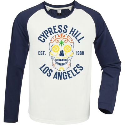 Amplified Cypress Hill: Floral Skull Vintage White / Navy Small Baseball Jersey Amplified Cypress Hill: Floral Skull Vintage White / Navy Small Baseball Jersey