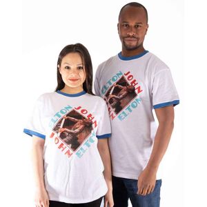 Elton John: Unisex Ringer T-Shirt/Piano Diamond (White) (Medium) Elton John: Unisex Ringer T-Shirt/Piano Diamond (White) (Medium)